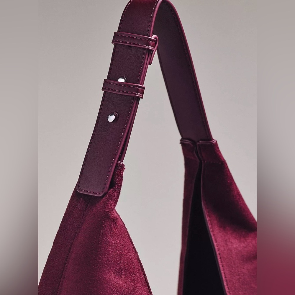 NWT Anthropologie Large Faux-Suede Slouchy
Tote Elegant Wine Hobo Bag - Picture 3 of 3